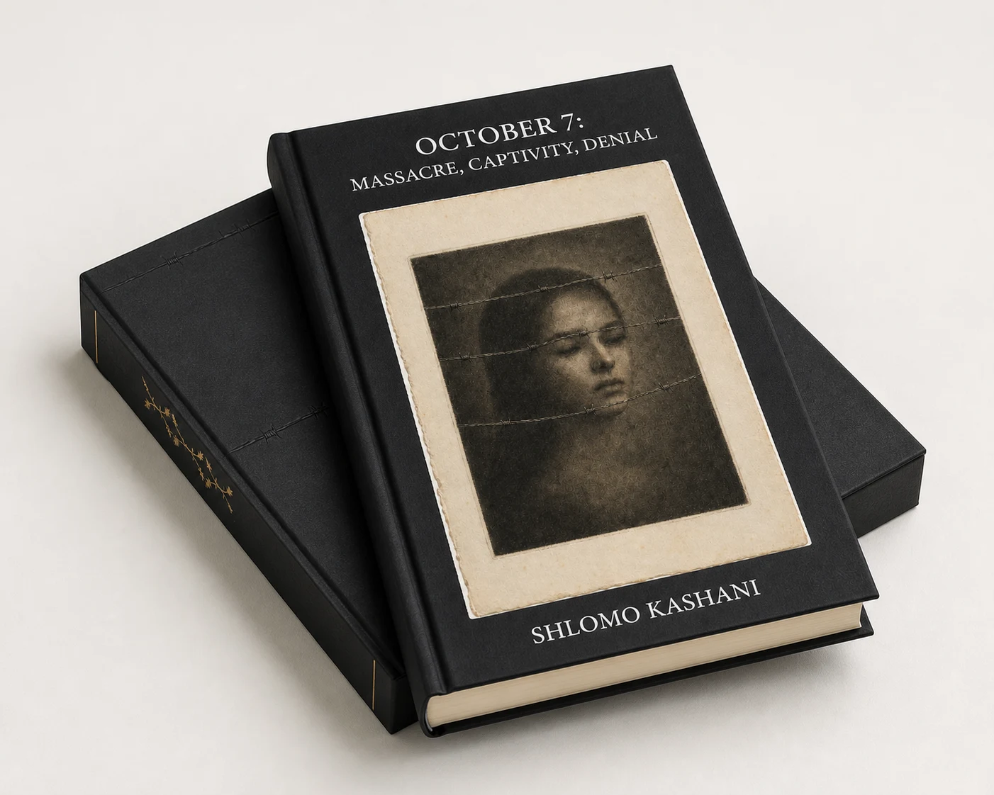 October 7 fine-bound book resting on its matching case
