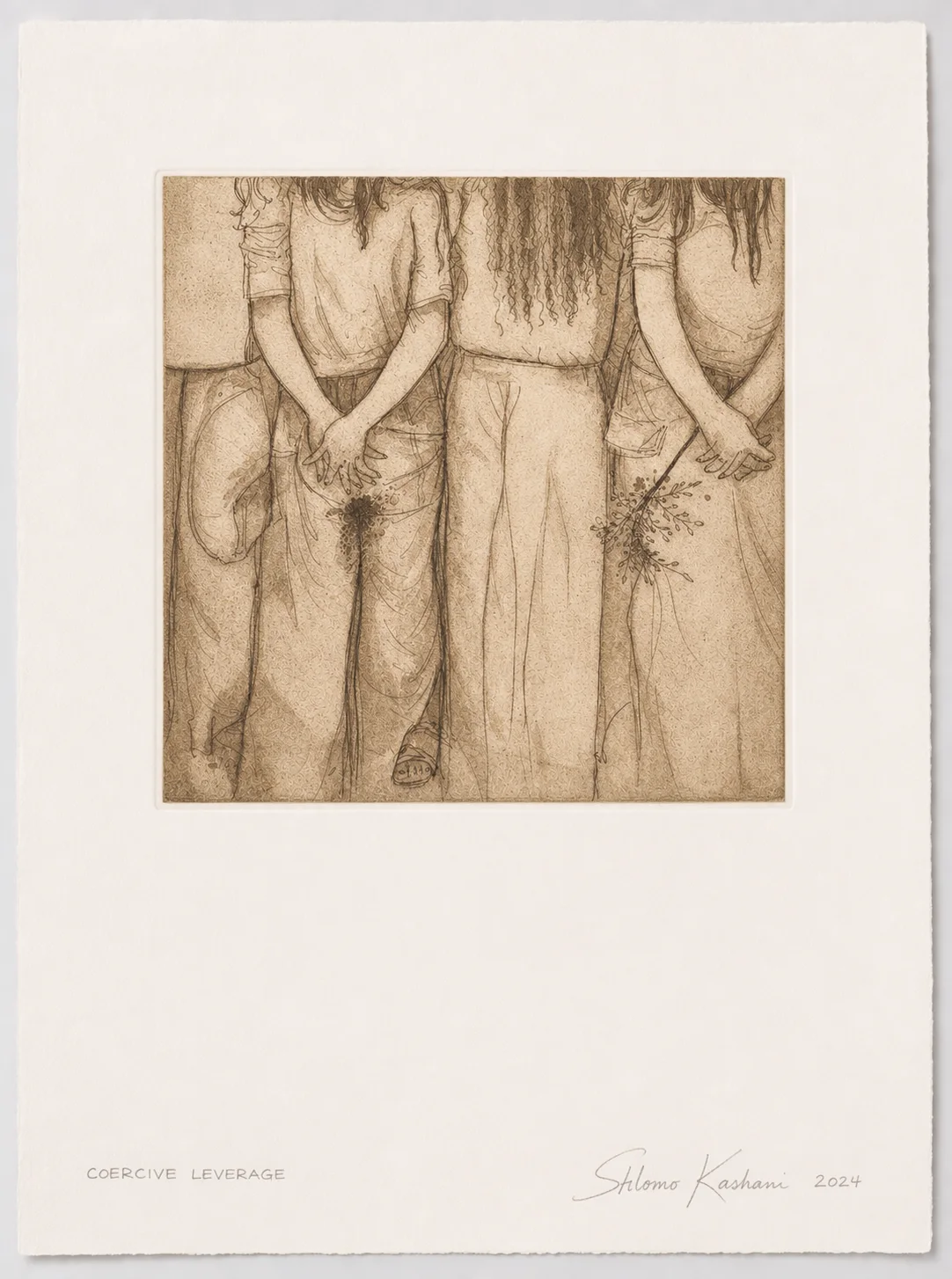 Signed 2024 Coercive leverage print mock, photopolymer gravure by Shlomo Kashani for the limited artist's edition of his October 7 book