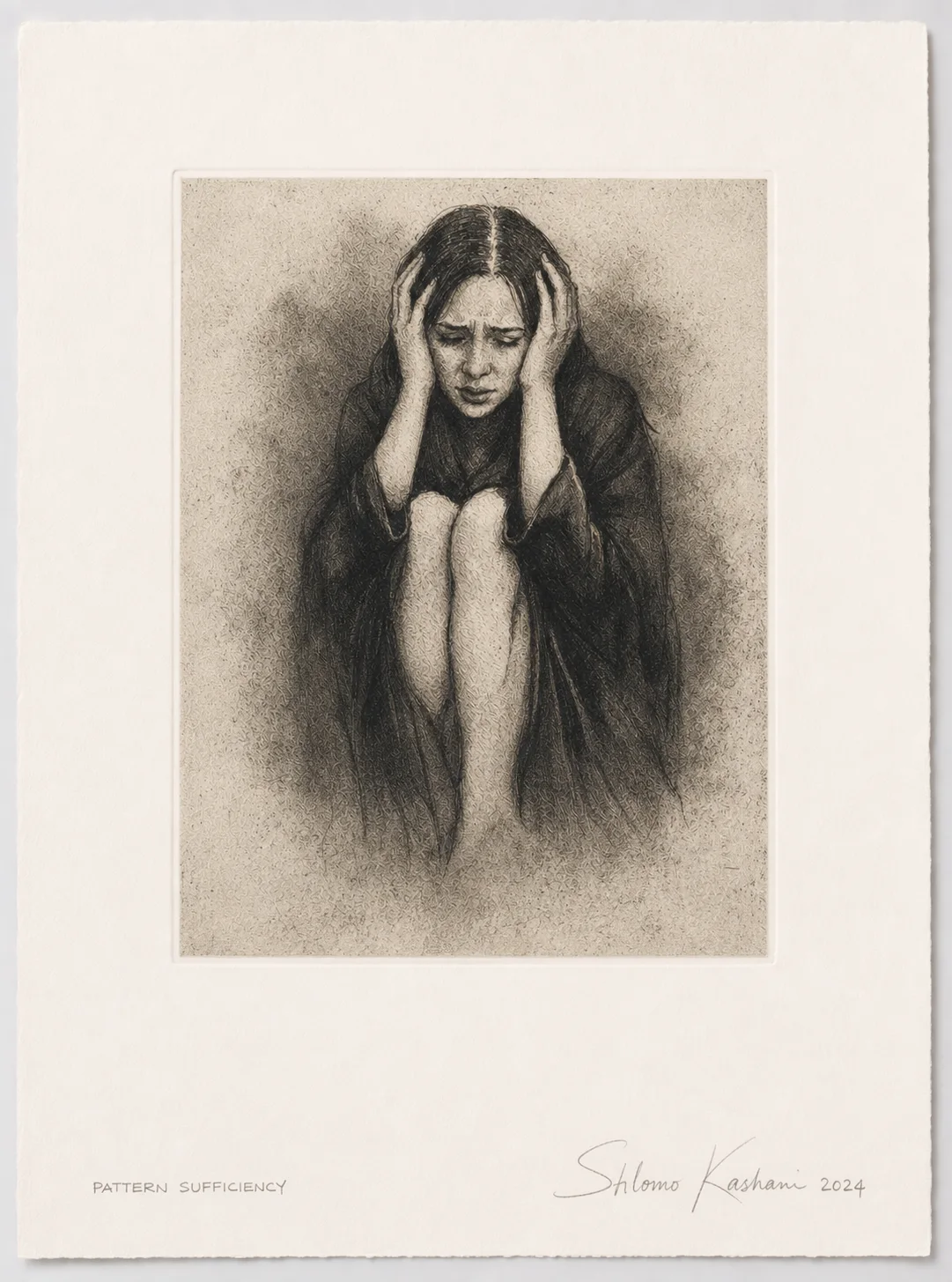 Signed 2024 Pattern sufficiency print mock, photopolymer gravure by Shlomo Kashani for the limited artist's edition of his October 7 book